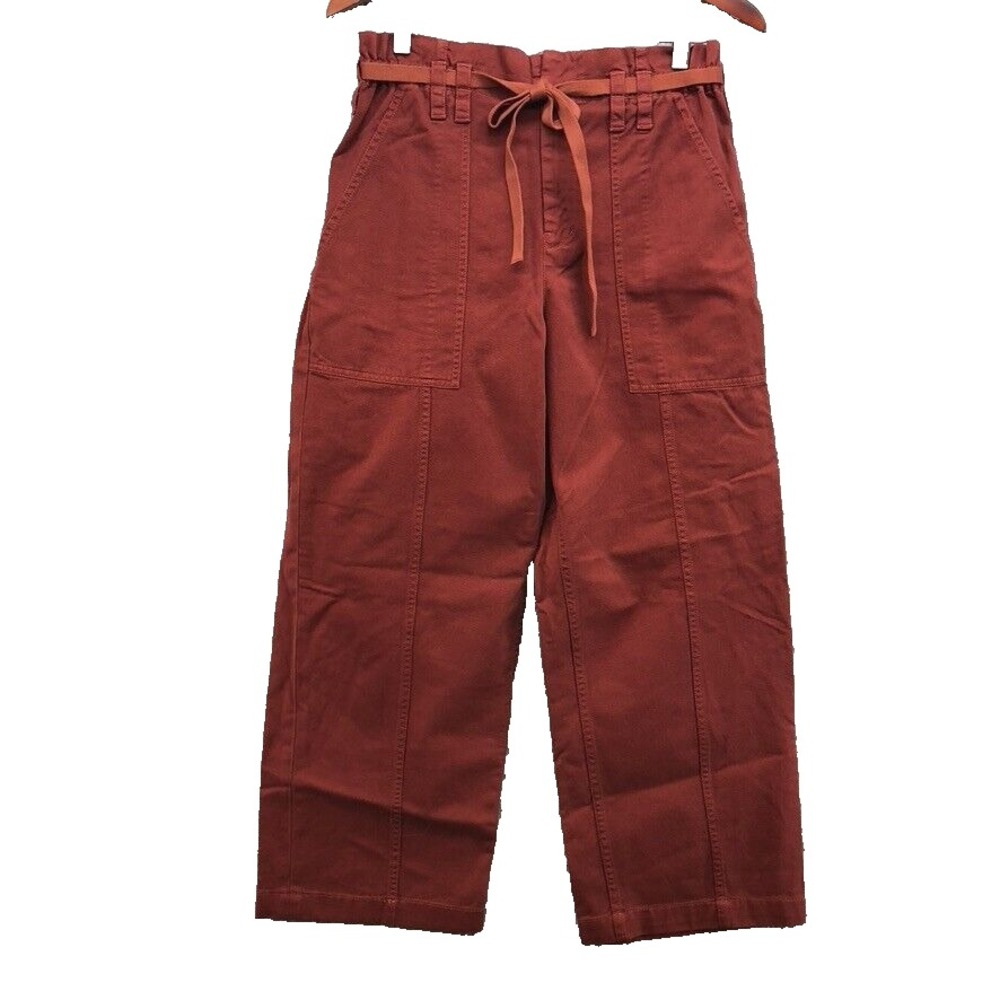 ALC Augusta Pant Womens 8 Rust‎ Red Paperbag Waist Cropped Ankle Belted